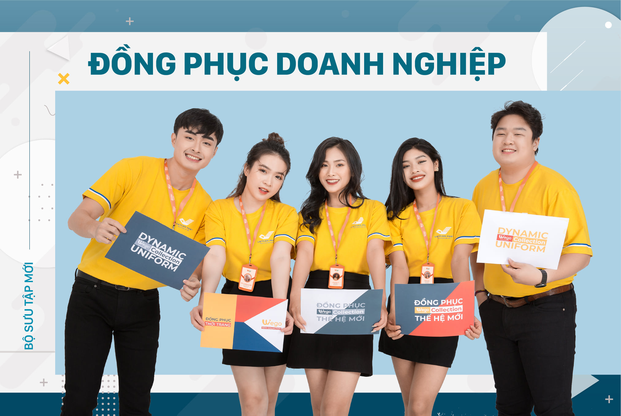 Áo phông đồng phục cổ tròn màu vàng logo vietnampost