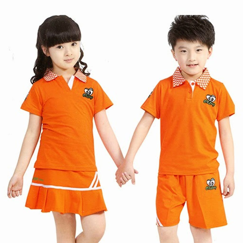 Áo thun đồng phục mầm non tone màu cam 