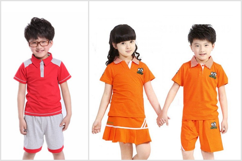 Áo đồng phục với gam màu cam, đỏ thể hiện tinh thần năng động, vui tươi.