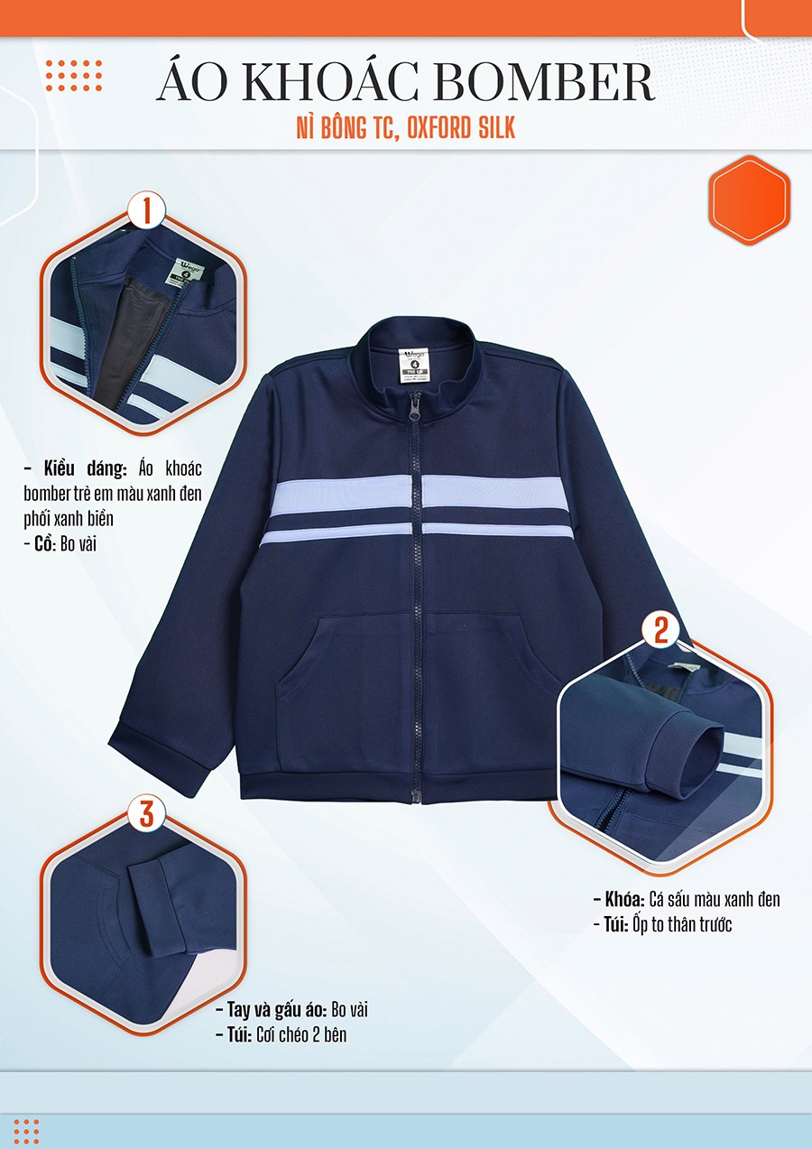 ao khoac bombe dong phuc mam non mau xanh den