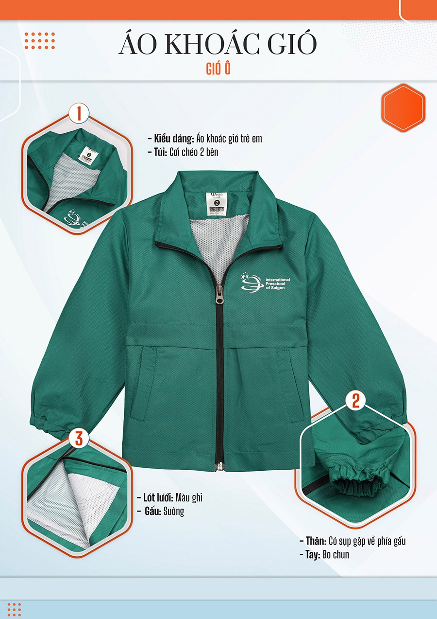 ao khoac gio dong phuc mam non mau co vit