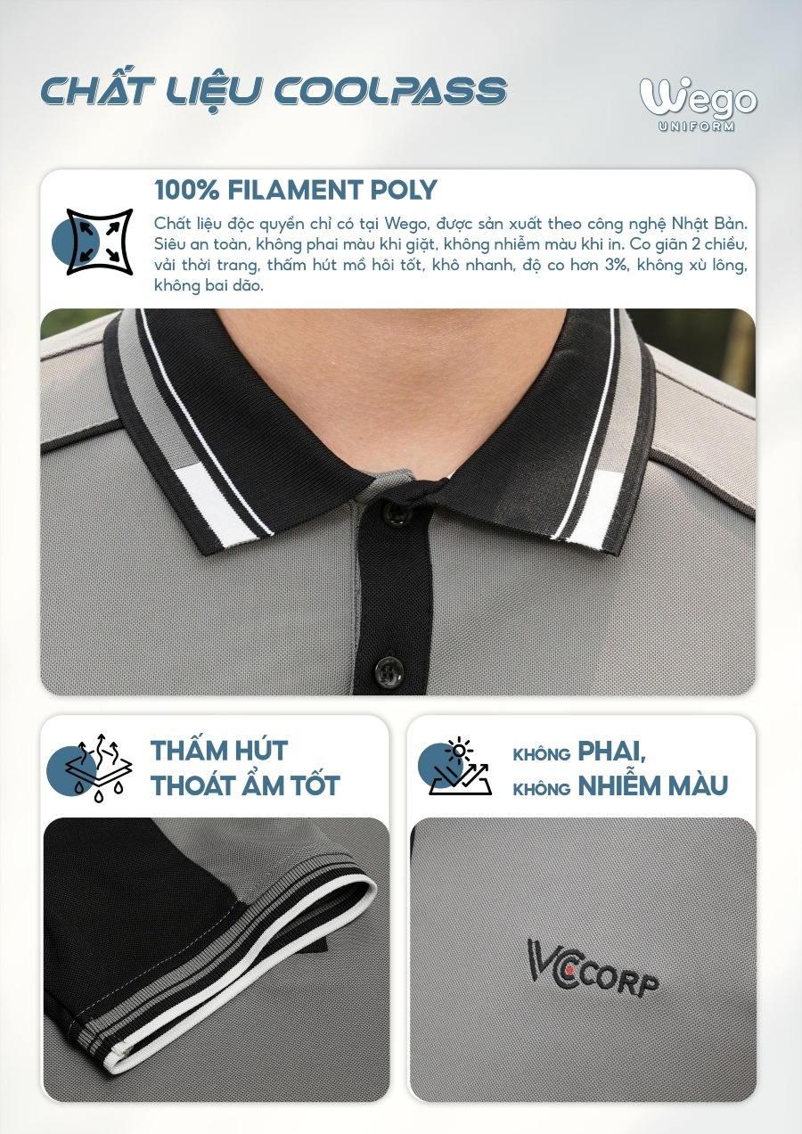 ao thun phong dong phuc coolpass màu xám