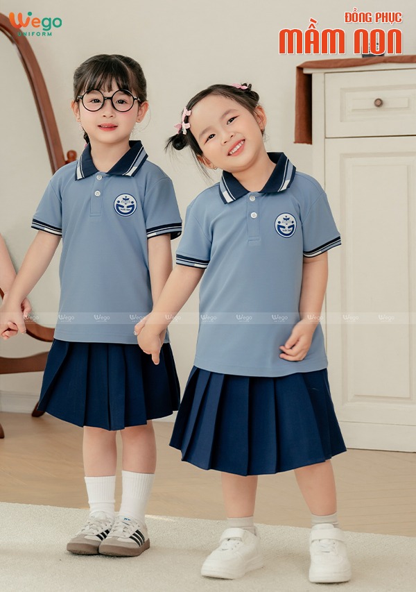 Chân váy xếp ly đồng phục mầm non màu xanh đen