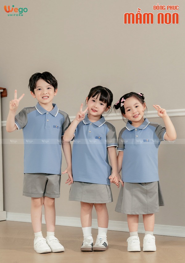 Quần sooc đồng phục mầm non màu ghi