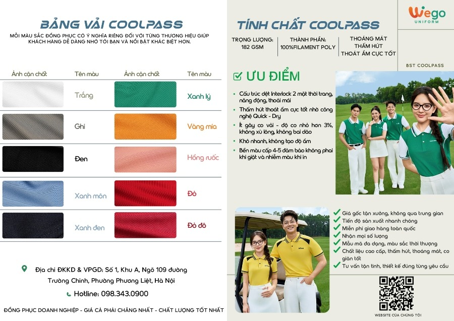 ao thun phong dong phuc coolpass xanh den